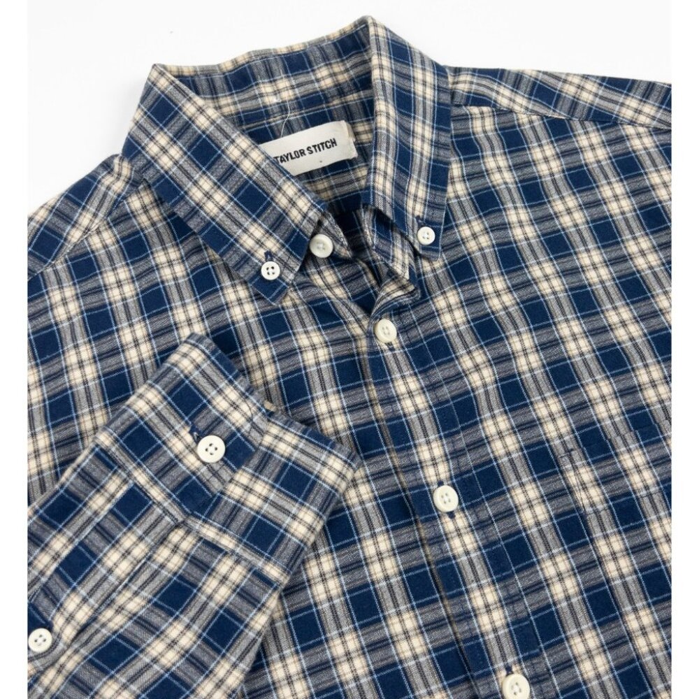 Taylor Stitch Shirt Men's 36 (XS) Plaid Blue Button-Down Long Sleeve Casual